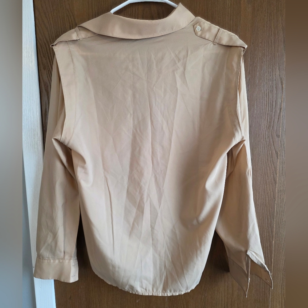 Stylish Women's Beige Button Down Shirt - Picture 2 of 2